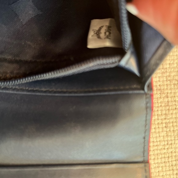 MCM three fold wallet with 4 large pockets, 13 card slots,  one zippered pocket - Picture 7 of 13